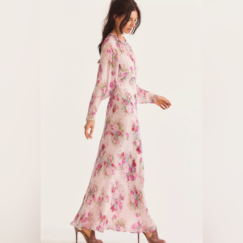 NWT $645 LoveSHackFancy Daya Pleated Floral-print  Maxi Dress - Picture 6 of 13